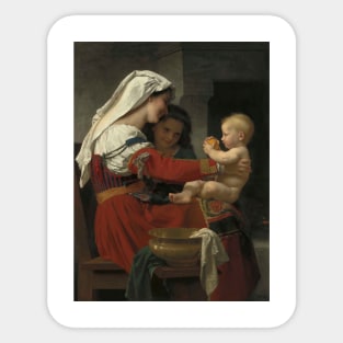 Admiration Maternelle - Le Bain by William-Adolphe Bouguereau Sticker